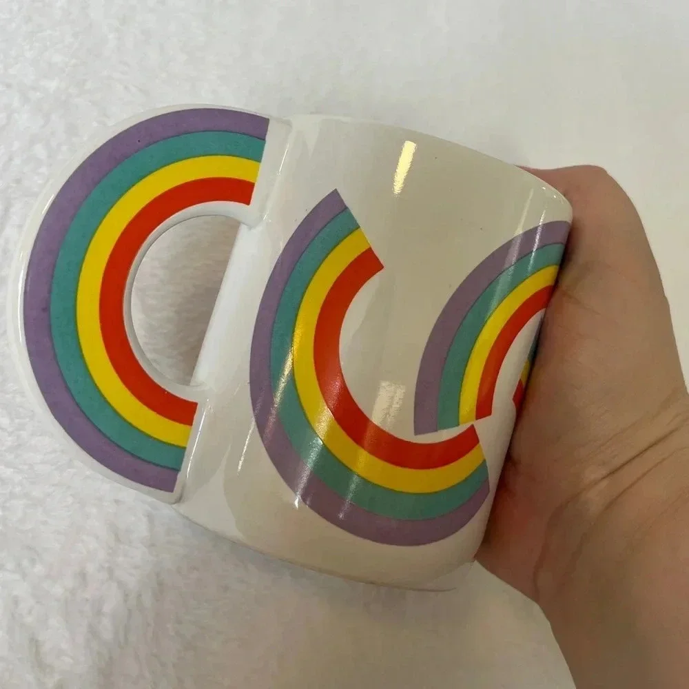 “Thinking of You” A Telaflora Gift 80s Flower Vase Mug Rainbows Greeting Pen Cup